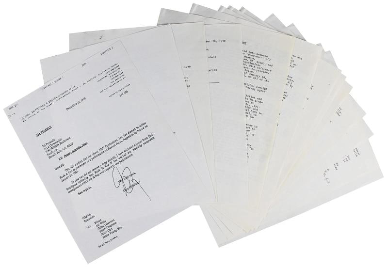 Prince Signed 8.5x11 1991 Rock In Rio II Concert Festival Contract JSA #ZZ41328 - 5