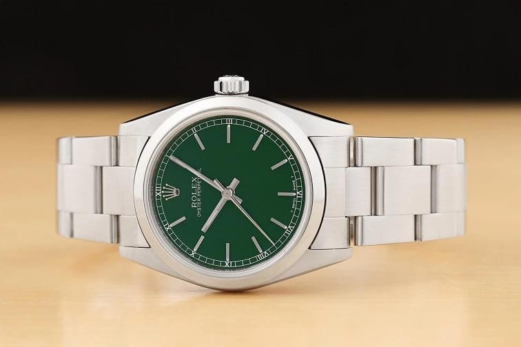 ROLEX OYSTER PERPETUAL 77080 UNISEX GREEN STAINLESS STEEL OYSTER WATCH - 3