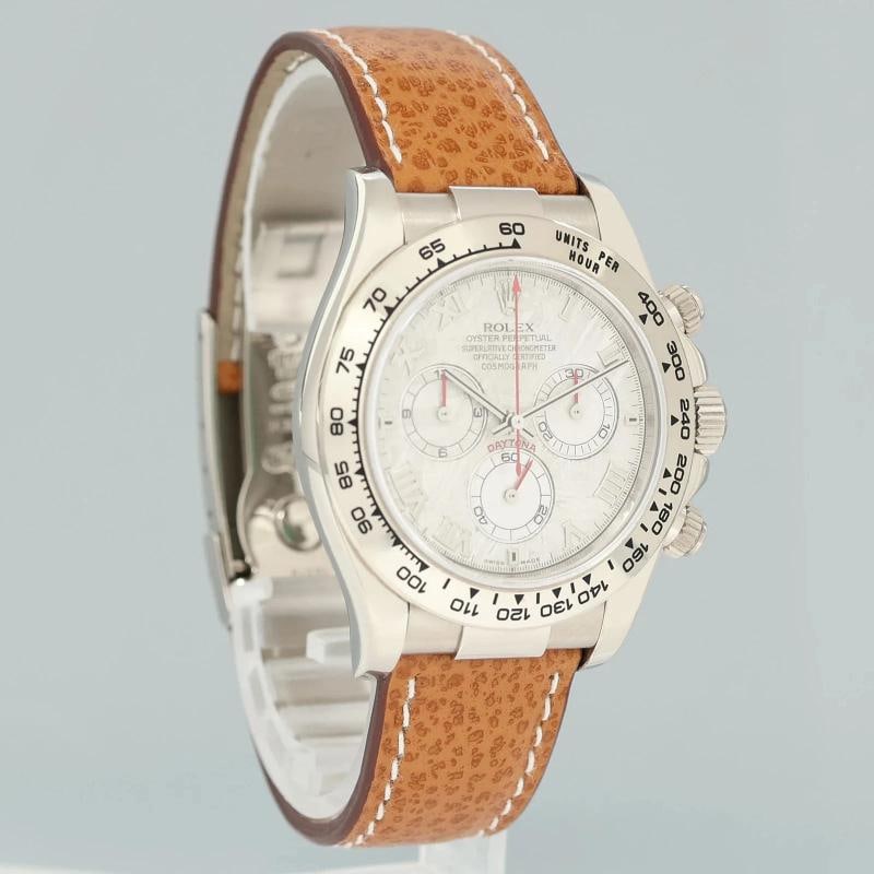 2006 MINT PAPERS Rolex Daytona 18k White Gold 116519 Meteorite Roman Leather - 3