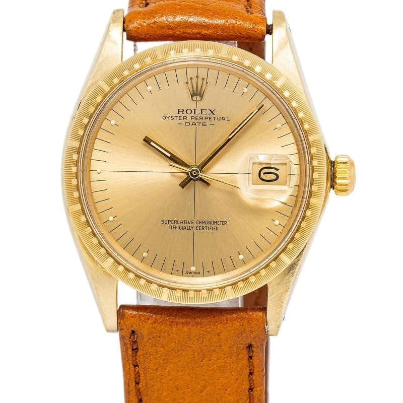 Rolex Oyster Perpetual Date 1512 Zephyr Champagne Dial Auto Men's Watch 34mm: Case Size 34 mm Wrist Fit 8inches Box No Papers No Condition Ã¢â‚¬â€ Used - Good Full Specifications Brand Rolex Model Oyster Perpetual Customized No Serial