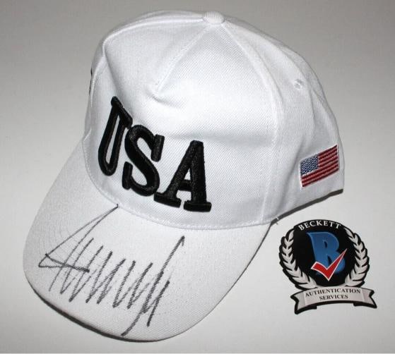 PRESIDENT DONALD J TRUMP SIGNED USA HAT 2024 MAKE AMERICA GREAT AGAIN 47 BECKETT - 2