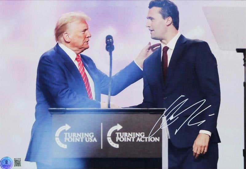 Donald J. Trump & Charlie Kirk Authentic Signed Framed Display BAS & JSA - 3