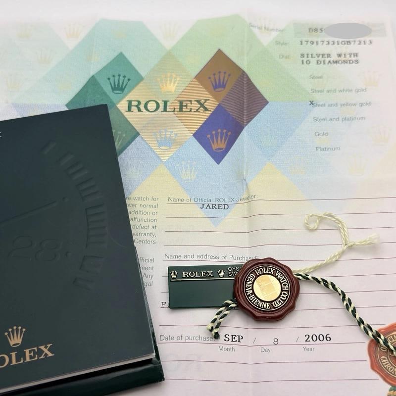 Rolex Ladies Datejust 179173 26mm Silver Diamond Dial 18k Gold Steel Box Paper - 6