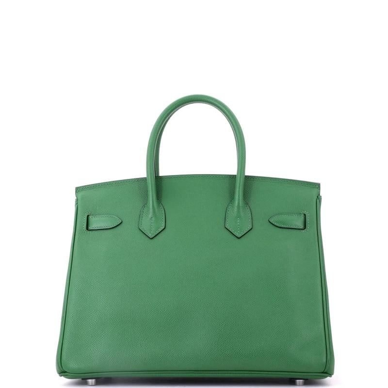 Hermes Birkin Handbag Green Epsom with Palladium Hardware 30 - 4