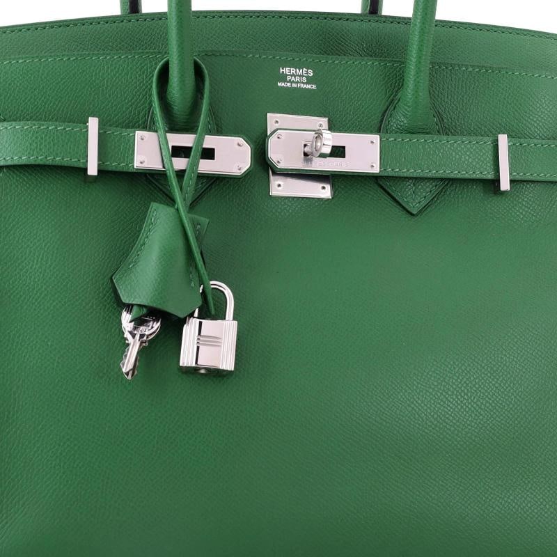 Hermes Birkin Handbag Green Epsom with Palladium Hardware 30 - 7