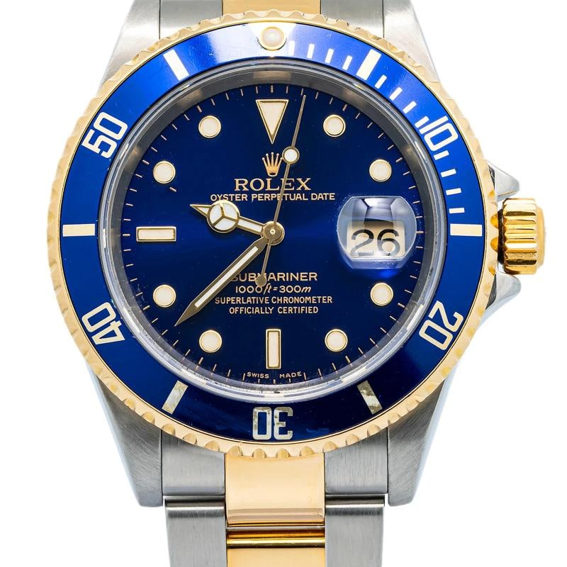 Rolex Submariner 16613 Papers 18k TwoTone Gold Buckle Blue Dial Men's Watch 40mm - 2