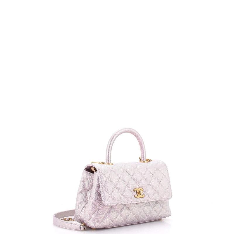 Chanel Coco Top Handle Bag Quilted Iridescent Caviar Mini - 2