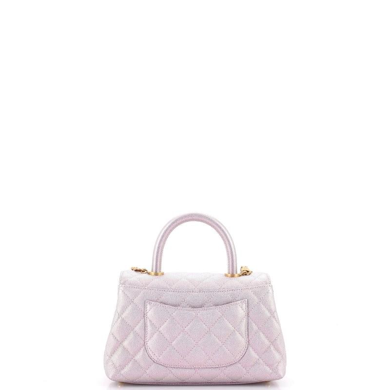 Chanel Coco Top Handle Bag Quilted Iridescent Caviar Mini - 3