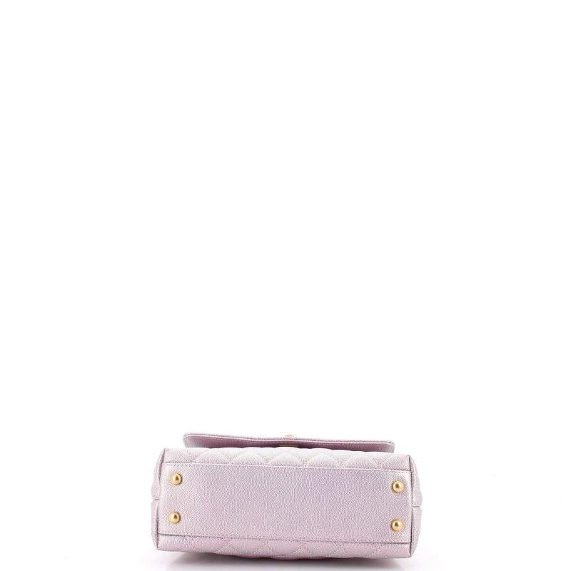 Chanel Coco Top Handle Bag Quilted Iridescent Caviar Mini - 4