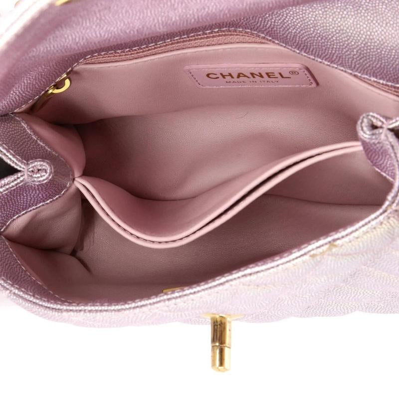 Chanel Coco Top Handle Bag Quilted Iridescent Caviar Mini - 5