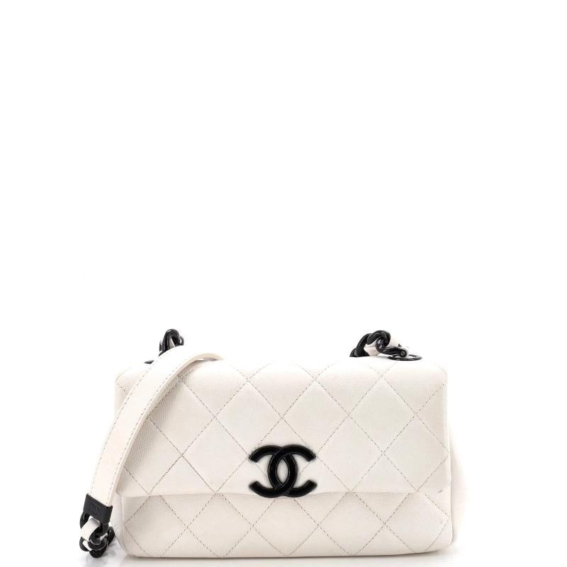 Chanel My Everything Flap Bag Quilted Caviar Small: Condition: Pre-owned - Good,Brand: Chanel,Exterior Material: Leather,Style: Cross Body Bags,Exterior Color: White,Department: Women,Size: Small