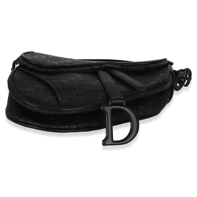 Christian Dior Black Ultramatte Woven Calfskin Saddle Bag - 6
