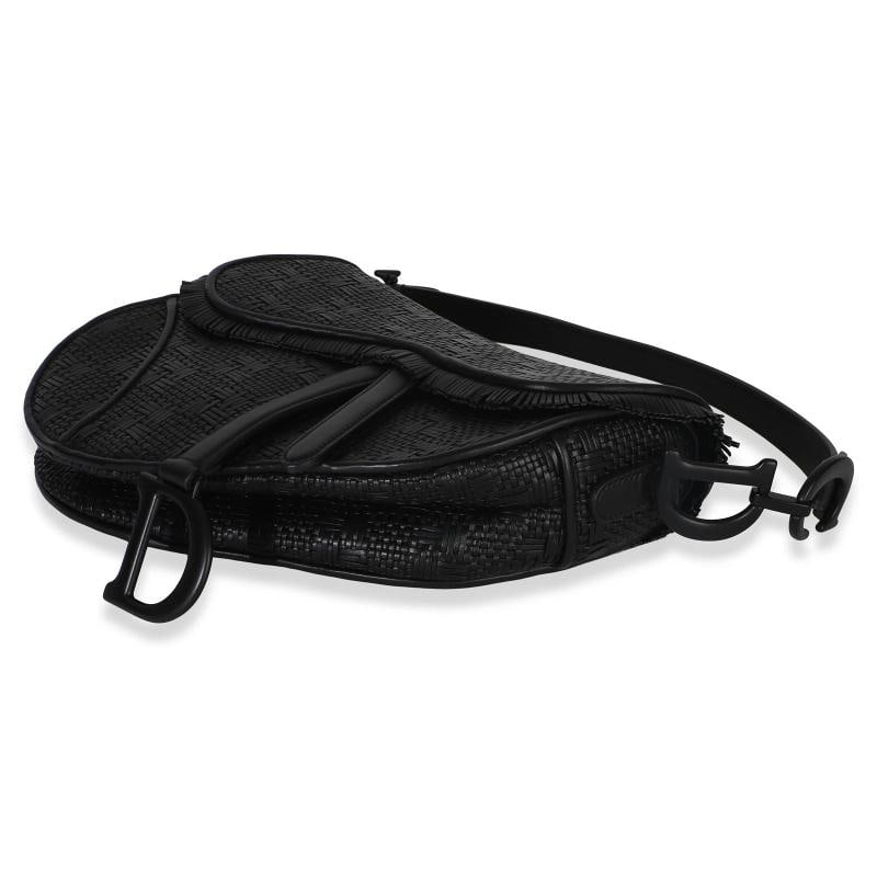 Christian Dior Black Ultramatte Woven Calfskin Saddle Bag - 7