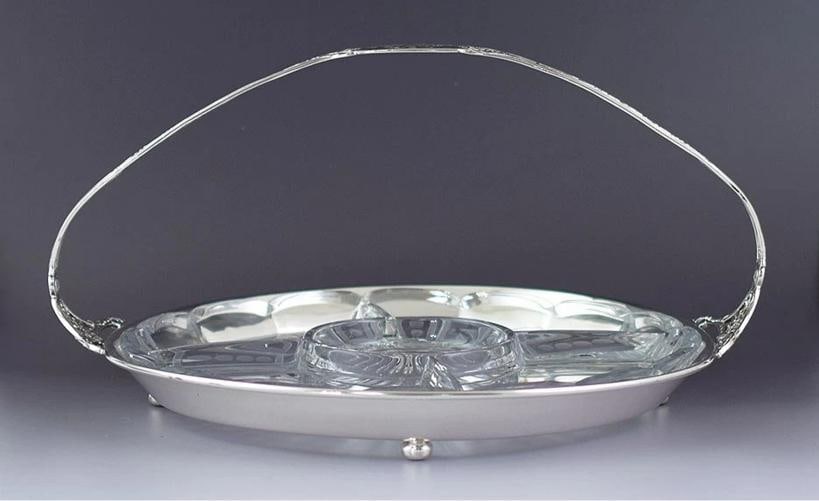 Impressive c1910s-1920s Shreve & Co Sterling Silver Cut Glass Serving Dish - 2
