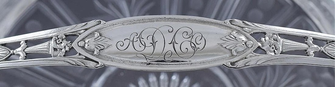 Impressive c1910s-1920s Shreve & Co Sterling Silver Cut Glass Serving Dish - 5