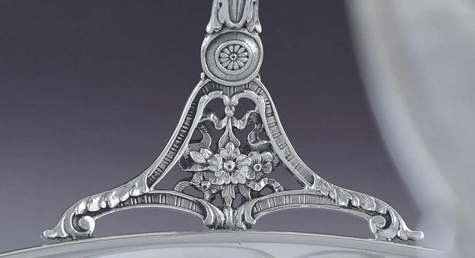 Impressive c1910s-1920s Shreve & Co Sterling Silver Cut Glass Serving Dish - 6