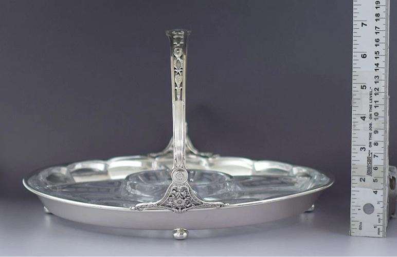 Impressive c1910s-1920s Shreve & Co Sterling Silver Cut Glass Serving Dish - 7