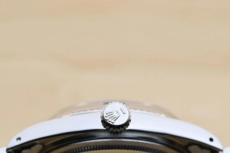 ROLEX MENS DATEJUST GREEN DIAMOND DIAL 18K WHITE GOLD STEEL WATCH w/ OYSTER BAND - 9