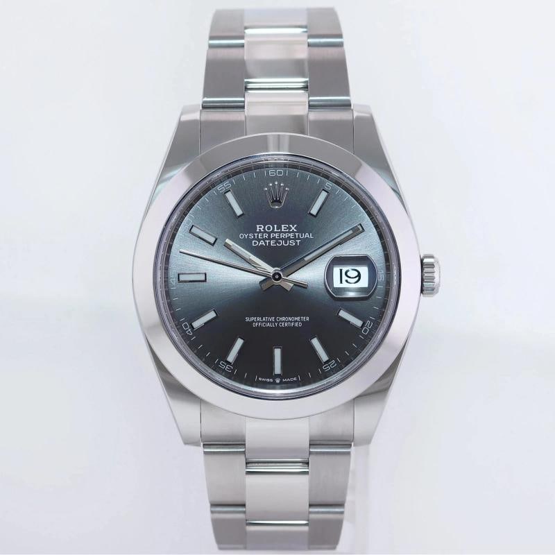 2023 NEW PAPERS Rolex 126300 DateJust 41mm 41 Steel Rhodium Stick Oyster Watch - 2