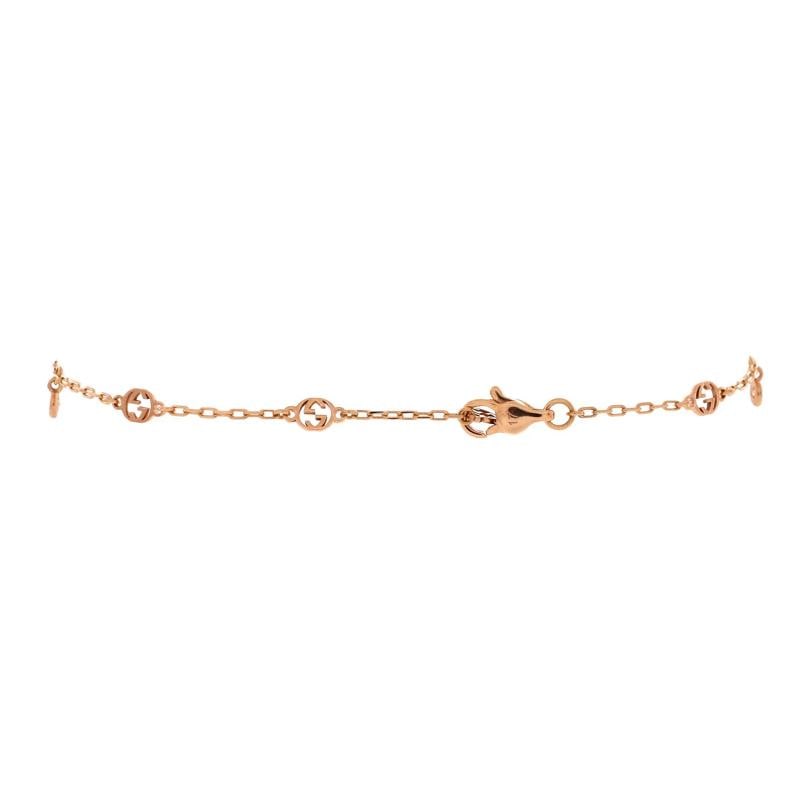 Gucci Interlocking G Chain Bracelet 18K Rose Gold with Diamonds - 2