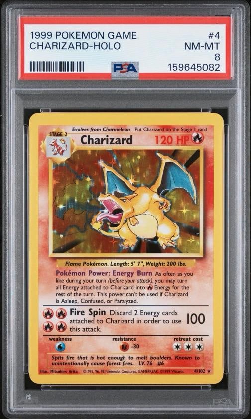 FRESHLY GRADED CHARIZARD 4/102 POKEMON BASE SET HOLO PSA 8 (1 of 2)