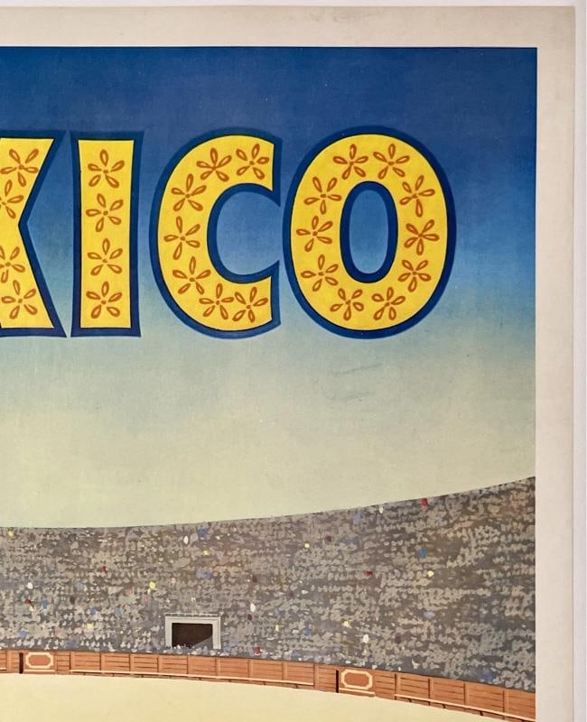 Original Vintage Poster MEXICO CAPITAL EASTERN AIR LINES Airline Travel LINEN - 3