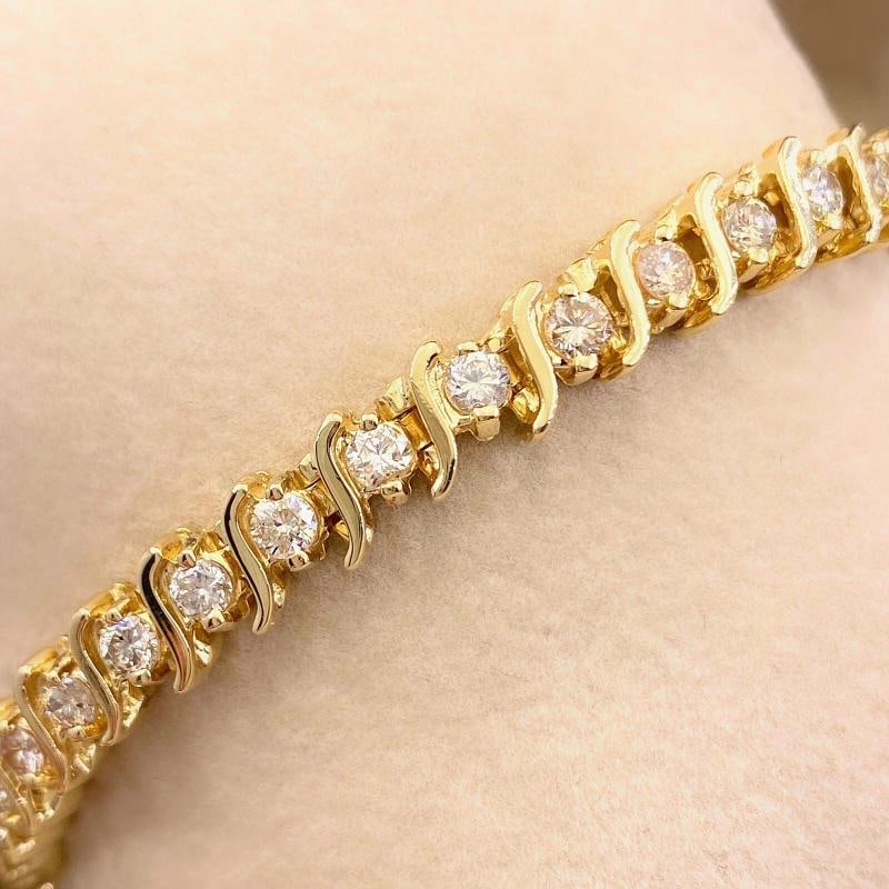 Diamond S Link Tennis Bracelet 14K Yellow Gold - 6