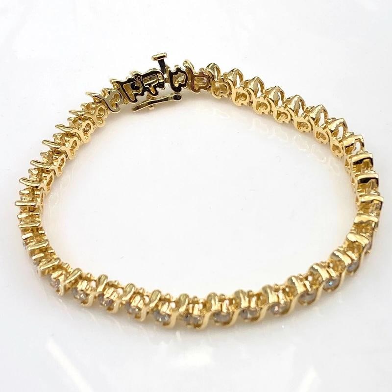 Diamond S Link Tennis Bracelet 14K Yellow Gold - 7