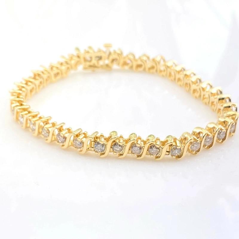 Diamond S Link Tennis Bracelet 14K Yellow Gold - 8