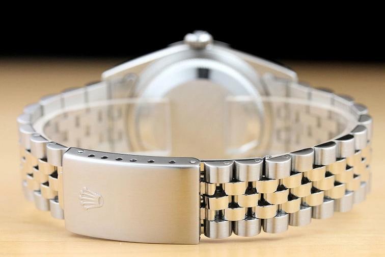 ROLEX MENS DATEJUST 16234 BLUE QUICKSET 18K WHITE GOLD STEEL WATCH + ROLEX BAND - 6