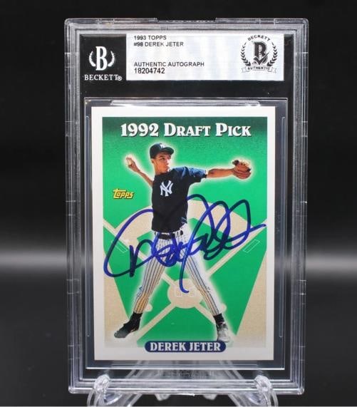 DEREK JETER SIGNED 1993 TOPPS ROOKIE CARD #98 RC BECKETT 10 AUTO BGS NY YANKEES - 2