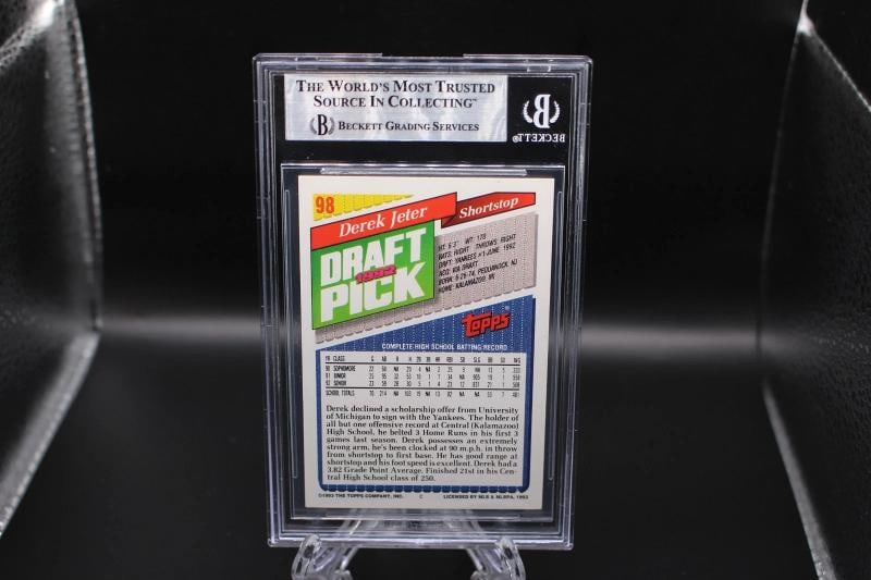 DEREK JETER SIGNED 1993 TOPPS ROOKIE CARD #98 RC BECKETT 10 AUTO BGS NY YANKEES - 5