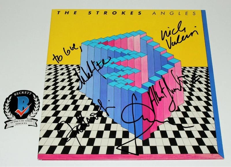 THE STROKES BAND SIGNED ANGLES ALBUM VINYL RECORD BECKETT COA JULIAN CASABLANCAS: Original/Reproduction: Original,Object Type: Record,Autograph Authentication: Beckett,Industry: Music,Country of Origin: United States