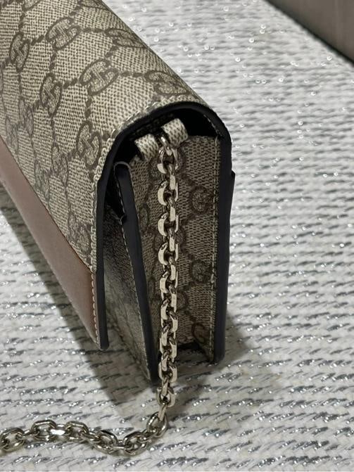 Gucci GG Emblem Wallet on Chain GG Supreme & Camel Brown Leather - 6