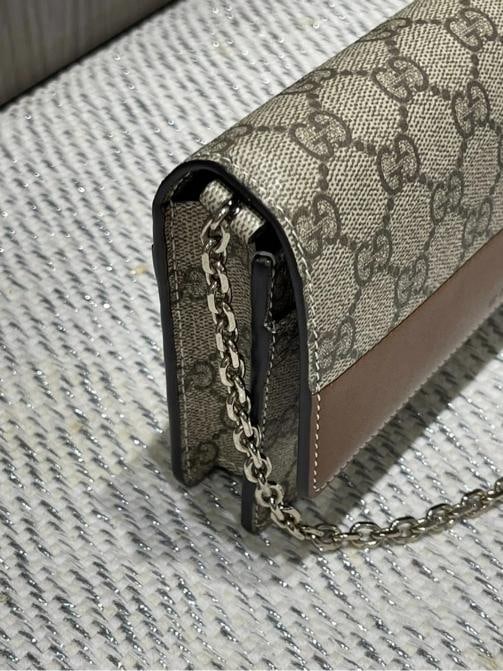 Gucci GG Emblem Wallet on Chain GG Supreme & Camel Brown Leather - 7