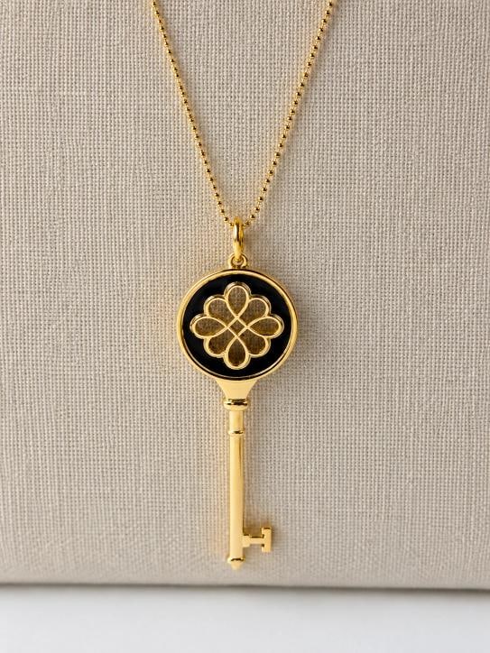 Tiffany & Co 18K Yellow Gold Black Enamel Knot Key Pendant - 7