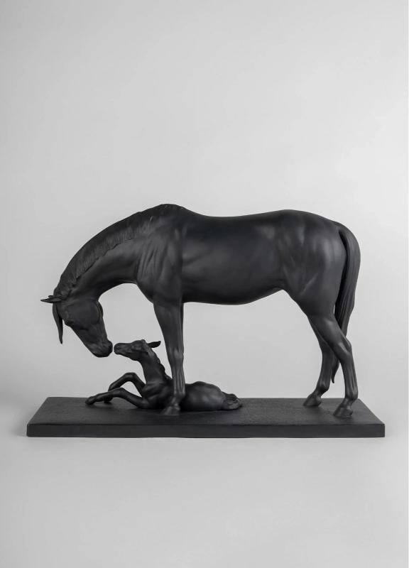 LLADRO MARE AND FOAL SCULPTURE #12560 BRAND NIB HORSES STONEWARE SAVE$ LARGE F/S - 3