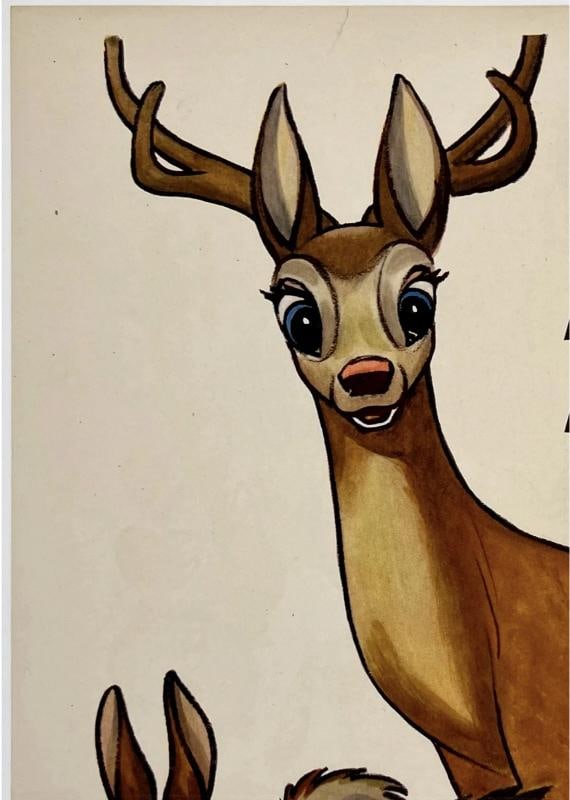 Original Vintage Poster PLEASE MISTER PREVENT FOREST FIRES Disney WWII Bambi OL - 2