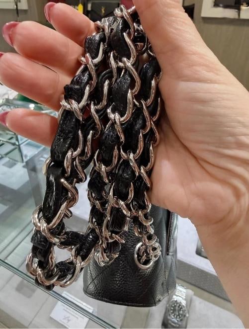 Chanel Jumbo Classic Double Flap Bag Black Quilted Caviar Silver (2017-2018) - 11