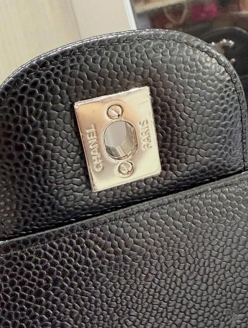 Chanel Jumbo Classic Double Flap Bag Black Quilted Caviar Silver (2017-2018) - 17