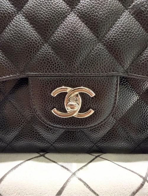 Chanel Jumbo Classic Double Flap Bag Black Quilted Caviar Silver (2017-2018) - 4