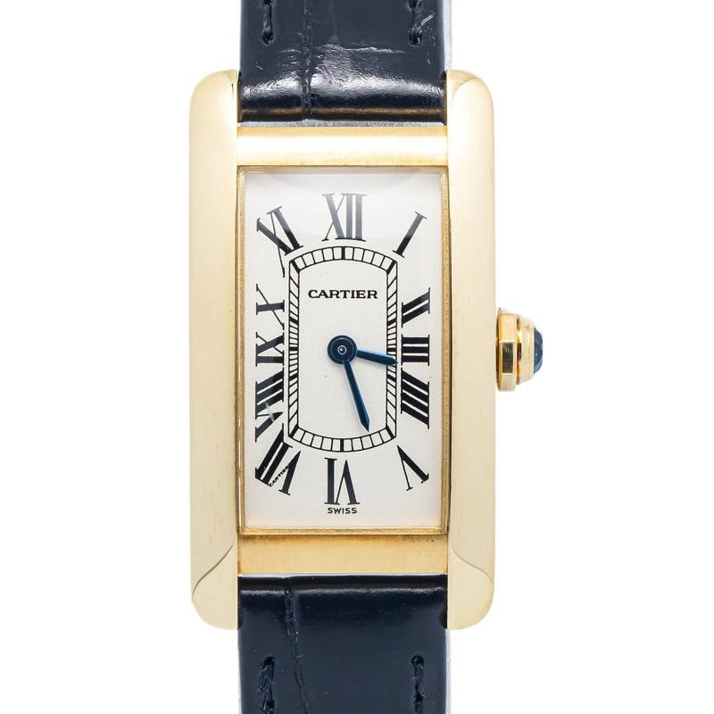 Cartier Tank AmÃƒÂ©ricaine W2601556 Leather Yellow Gold Silver Dial Women 20mm: Case Size 19 x 30 mm Wrist Fit 6.5 inches Box No Papers No Condition Ã¢â‚¬â€ Pre-owned Full Specifications Brand Cartier Customized No Serial # Sm2xzxxx