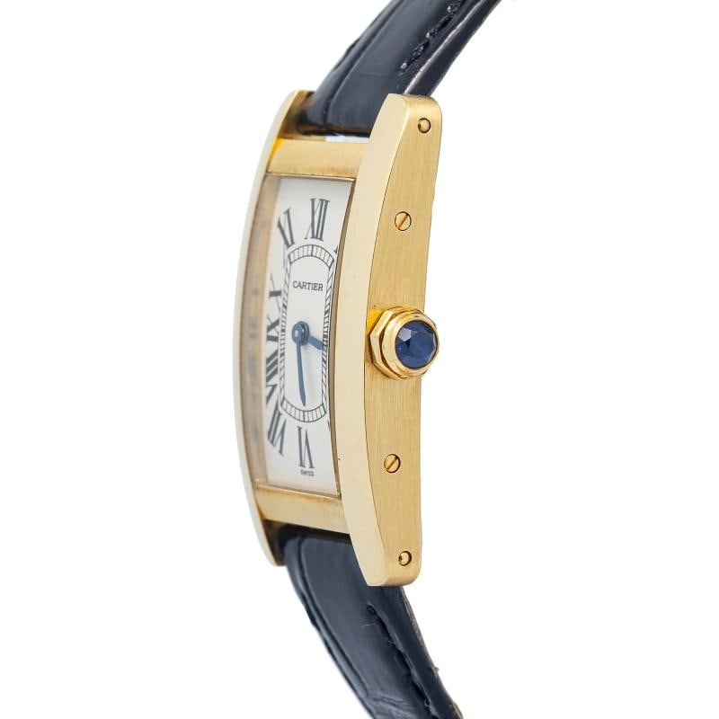 Cartier Tank AmÃƒÂ©ricaine W2601556 Leather Yellow Gold Silver Dial Women 20mm - 4