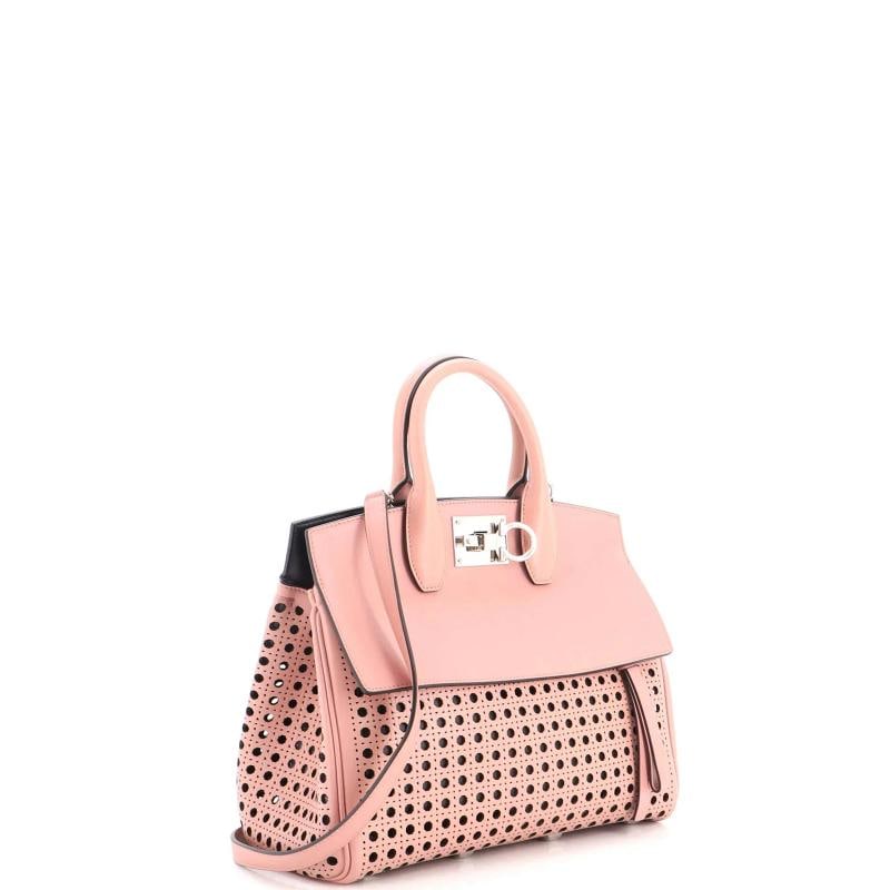 Salvatore Ferragamo Studio Satchel Laser Cut Leather Small - 2
