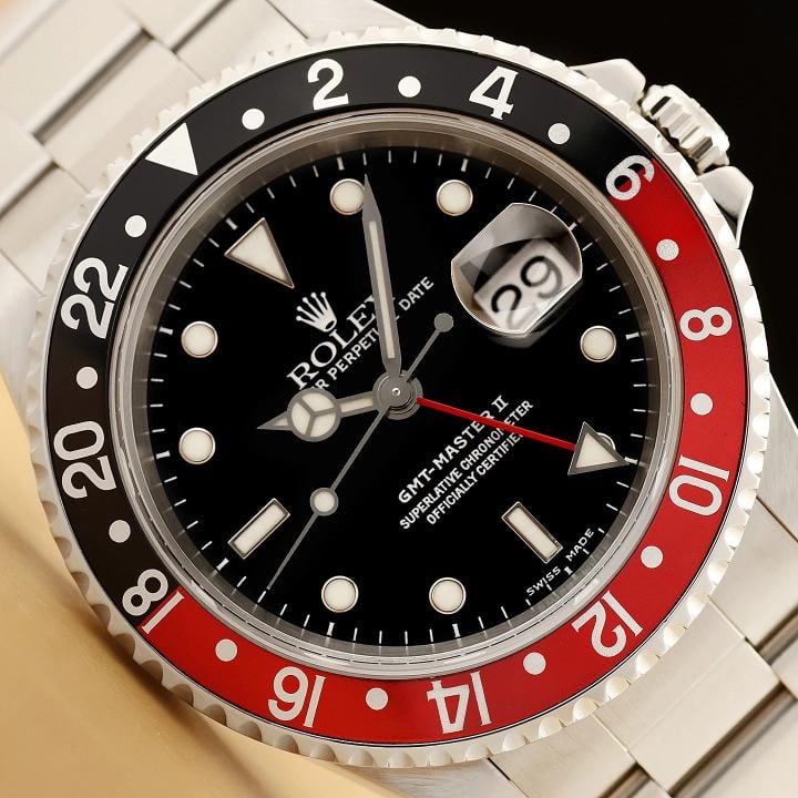 ROLEX GMT MASTER II COKE 16710 BLACK RED 40MM DATE OYSTER STEEL WATCH w/ PAPER (1 of 12)