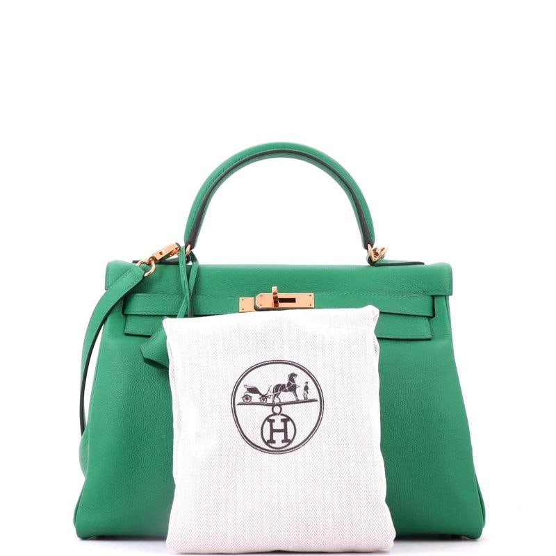 Hermes Kelly Handbag Green Evercolor with Gold Hardware 32 - 2