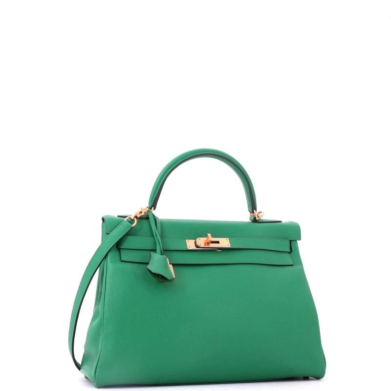 Hermes Kelly Handbag Green Evercolor with Gold Hardware 32 - 3