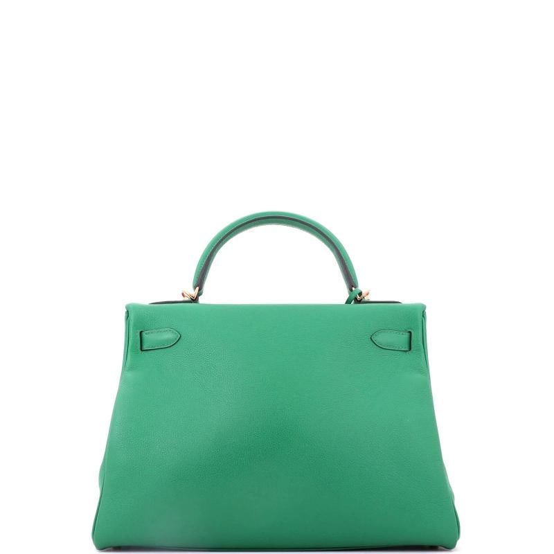 Hermes Kelly Handbag Green Evercolor with Gold Hardware 32 - 4