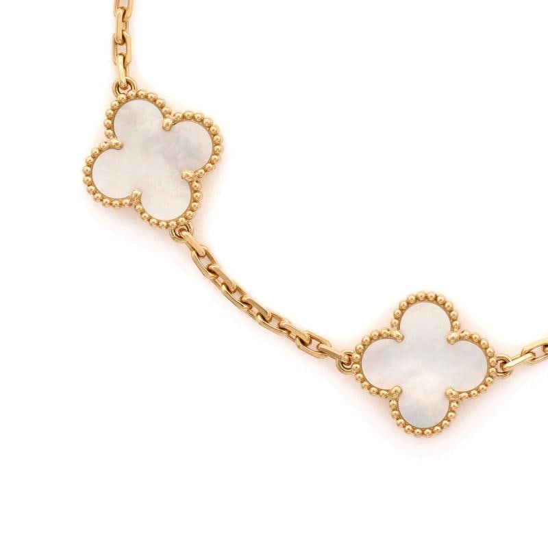 Van Cleef & Arpels Vintage Alhambra 5 Motifs Bracelet 18K Yellow Gold and Mother - 3