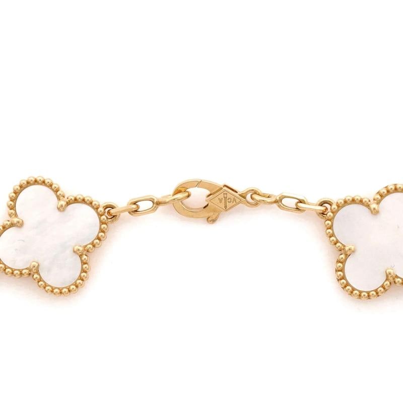 Van Cleef & Arpels Vintage Alhambra 5 Motifs Bracelet 18K Yellow Gold and Mother - 4
